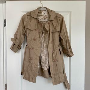Beige Peacoat Button Up with Tie Waist